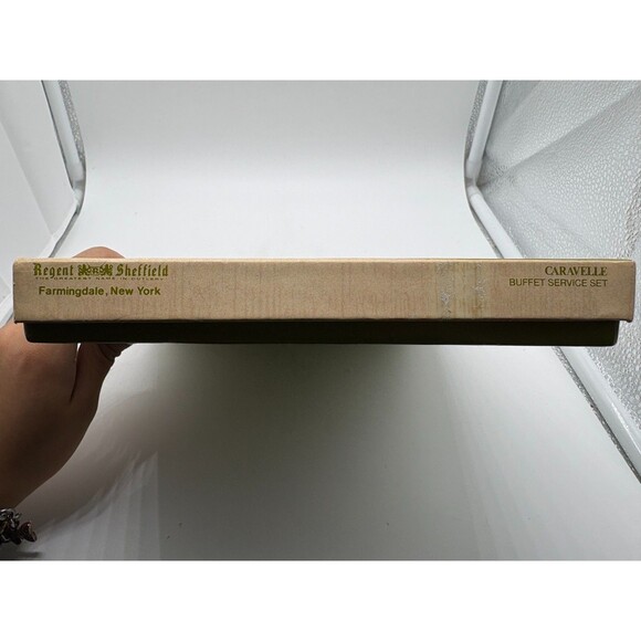 Caravelle Regent Sheffield 5 Pc Buffet Set Blue Snowflake Starburst Pattern - Picture 4 of 9